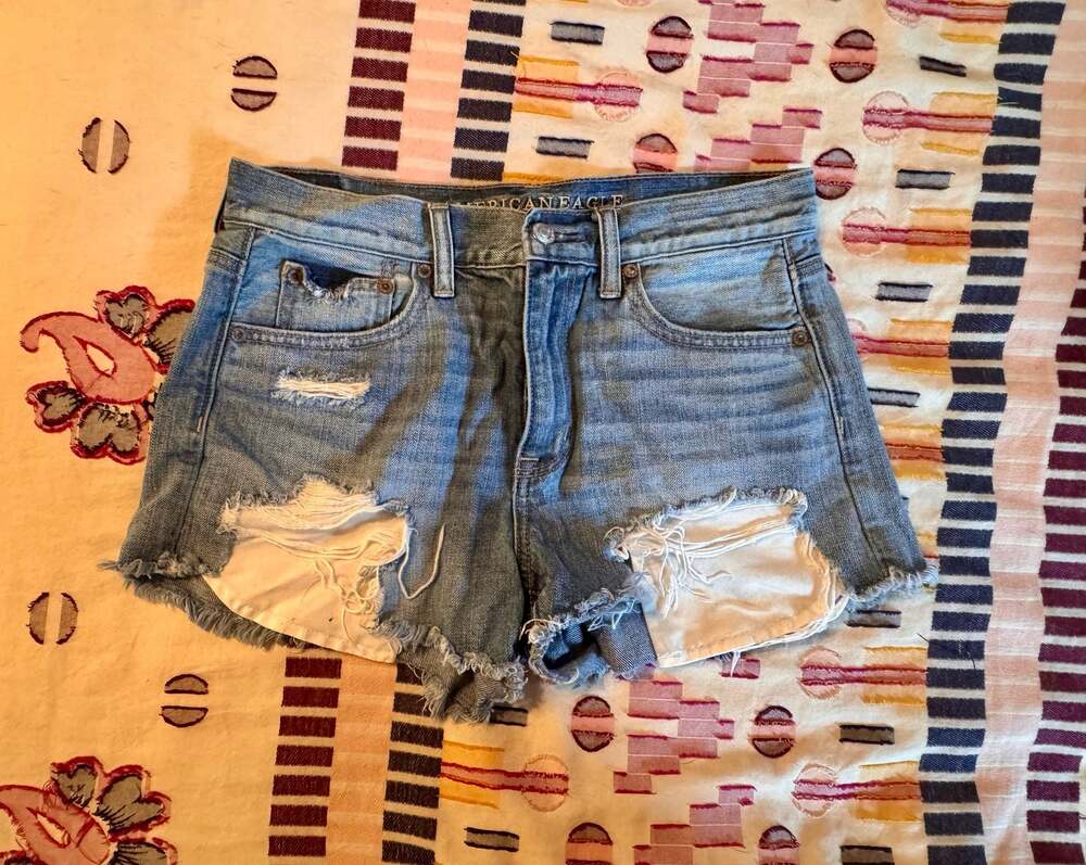 American Eagle Y2K Distressed Denim Cutoff Shorts